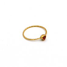 Real Gold Ruby Stone Heart Texture Ring 0002 (Size 9) R2179