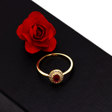 خاتم الحجر الوردي الفاخر من الذهب الحقيقي 0409 (مقاس 9) R2118
