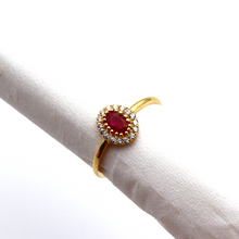 خاتم الحجر الوردي الفاخر من الذهب الحقيقي 0409 (حجم 5) R2117