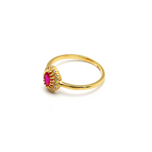 خاتم الحجر الوردي الفاخر من الذهب الحقيقي 0409 (حجم 5) R2117
