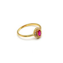 خاتم الحجر الوردي الفاخر من الذهب الحقيقي 0409 (مقاس 10) R2119