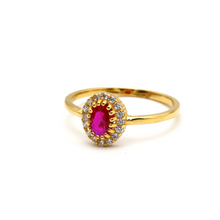 خاتم الحجر الوردي الفاخر من الذهب الحقيقي 0409 (مقاس 10) R2119