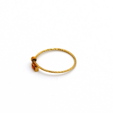 Real Gold Red Rectangle Stone twisted Ring  (Size 4) R2353