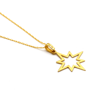 Real Gold Plain Star Flash Necklace 0112 CWP 1793