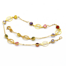 Real Gold Round Infinity Color Stone Anklet A1007 - 18K Gold Jewelry
