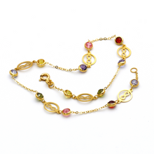 Real Gold Round Infinity Color Stone Anklet A1007 - 18K Gold Jewelry