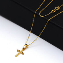 Real Gold Small Bubble Cross Necklace 0309 CWP 1802