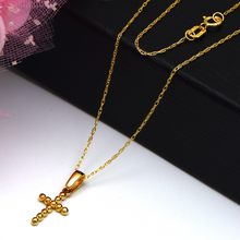 Real Gold Small Bubble Cross Necklace 0309 CWP 1802