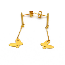 Real Gold Hanging Butterfly Earring Set E1401 - 18K Gold Jewelry