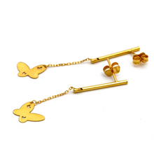 Real Gold Hanging Butterfly Earring Set E1401 - 18K Gold Jewelry