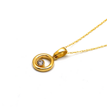Real Gold Small Round Side Stone Necklace 0842 CWP 1805