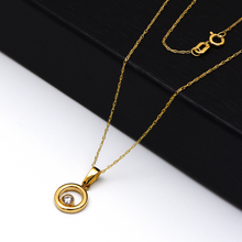 Real Gold Small Round Side Stone Necklace 0842 CWP 1805