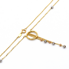 Real Gold 3 Color Rosary Drop Necklace 1614 N1245 - 18K Gold Jewelry
