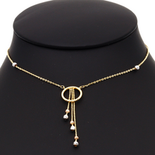 Real Gold 3 Color Rosary Drop Necklace 1614 N1245 - 18K Gold Jewelry