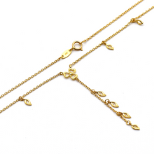 Real Gold Flower Heart Stripes Dangler Rosary Necklace 2945 N1262 - 18K Gold Jewelry