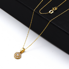 Real Gold Medium Round Stone Necklace 0848 CWP 1811