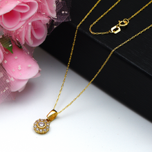 Real Gold Medium Round Stone Necklace 0848 CWP 1811