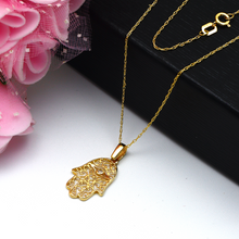 Real Gold Allah Palm Hand Hamsa Necklace 0422 CWP 1812