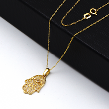 Real Gold Allah Palm Hand Hamsa Necklace 0422 CWP 1812