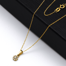 Real Gold Small Round Stone Necklace 0442 CWP 1813