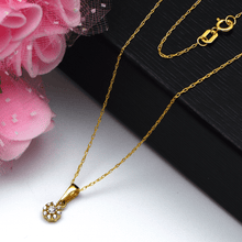 Real Gold Small Round Stone Necklace 0442 CWP 1813