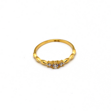 Real Gold 3 Stone Drop Ring 0534 (Size 9) R1913