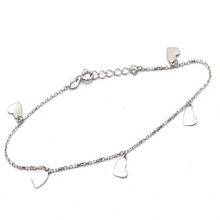 Real Gold Heart Dangler White Gold Bracelet Adjustable Size 5883 Br1346 - 18K Gold Jewelry