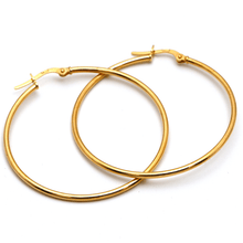 Real Gold Round Plain Loop Earring Set ( 4 cm ) 5503 E1767