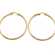 Real Gold Round Plain Loop Earring Set ( 4 cm ) 5503 E1767