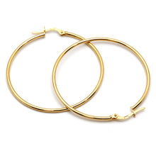 Real Gold Round Plain Loop Earring Set ( 4 cm ) 5503 E1767