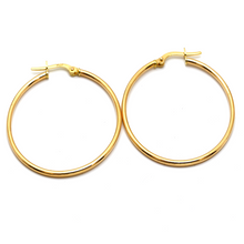 Real Gold Round Plain Loop Earring Set ( 3.5 cm ) 5502 E1768
