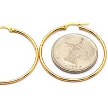 Real Gold Round Plain Loop Earring Set ( 3.5 cm ) 5502 E1768