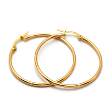 Real Gold Round Plain Loop Earring Set ( 3 cm ) 5501/2 E1769