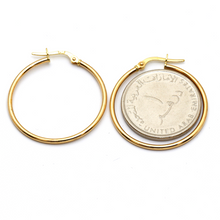 Real Gold Round Plain Loop Earring Set ( 2.4 cm ) 5500 E1770
