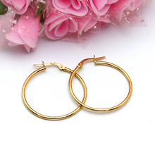 Real Gold Round Plain Loop Earring Set ( 2.4 cm ) 5500 E1770