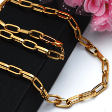 Real Gold Thick Link Paper Clip Solid Chain Necklace CVB498 (40 C.M) CH1273