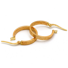Real Gold Maze Elegant Labyrinth Hoop Round Medium Clip Earrings - Style 6321, Design E1779