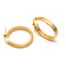 Real Gold Maze Hoop Round Medium Clip Earring Set 6321 E1779
