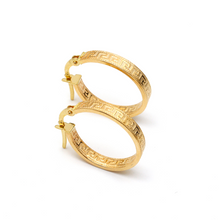 Real Gold Maze Hoop Round Medium Clip Earring Set 6321 E1779