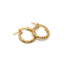 Real Gold Round Glittering Textured Clip Earring Set 6340 E1780