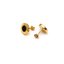 Real Gold GZBV Round Black Luxury Earring Set 0060/1PK E1782