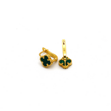 Real Gold VC Green Press Earring Set E1481 - 18K Gold Jewelry