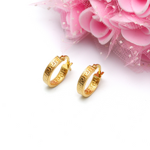 Real Gold Petite Maze Hoop Round Small Clip Earrings - Style 6322, Design E1784