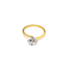 Real Gold 2 Color Plain Solitaire Stone Ring 0016 (Size 10) R2335
