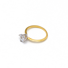Real Gold 2 Color Plain Solitaire Stone Ring 0016 (Size 10) R2335