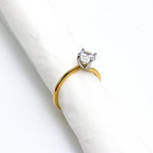 Real Gold 2 Color Plain Solitaire Stone Ring 0016 (Size 7.5) R1982
