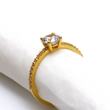 خاتم سوليتير من الذهب الحقيقي بحجر فاخر 0236 R2267 (مقاس 10)