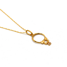 Real Gold Bow Heart Drop Round Necklace 0328 CWP 1833