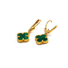 Real Gold VC Green Hanging M Earring Set E1482 - 18K Gold Jewelry