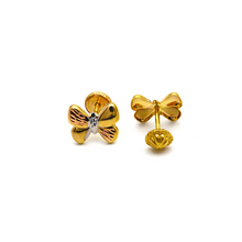 Real Gold 3 Color Textured Butterfly Screw Earring Set  0008/11 K1231 - 18K Gold Jewelry